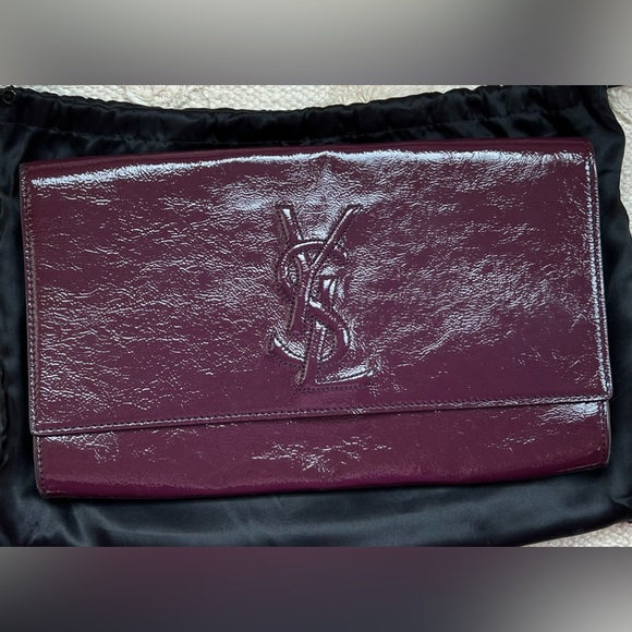 YSL YVES SAINT LAURENT Textured Patent Leather Sac De Jour Clutch Bag Purse 2008 - Picture 2 of 8